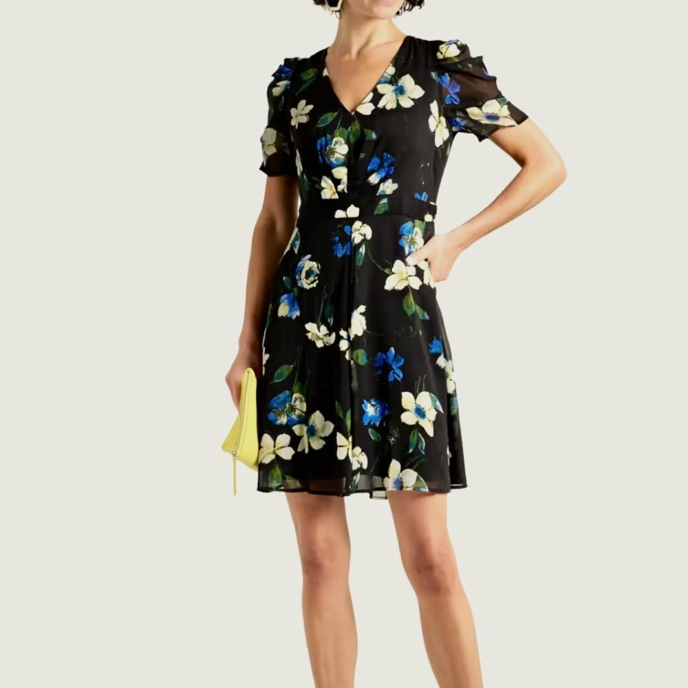DKNY Floral-Print Georgette Mini Dress